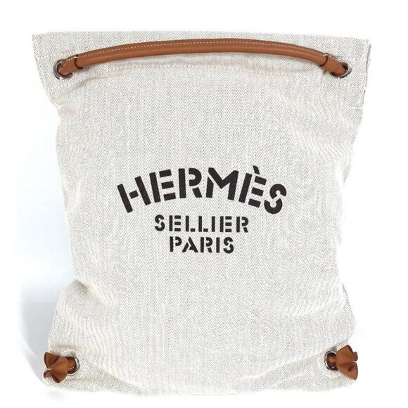Hermes Backpack Aline MM Toile Chevron Beige main image 9